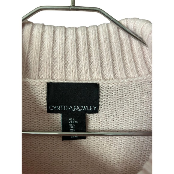 Cynthia Rowley size large Pink Cowl Neck Ribbed Sleeve Sweater Women's - Picture 6 of 6